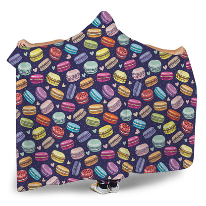 Cartoon Macaron Pattern Print Hooded Blanket