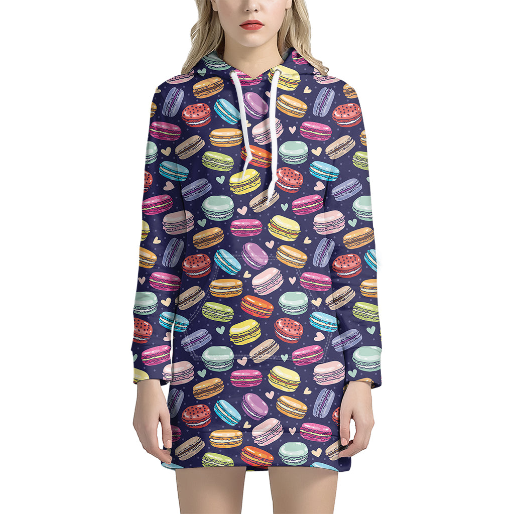 Cartoon Macaron Pattern Print Hoodie Dress