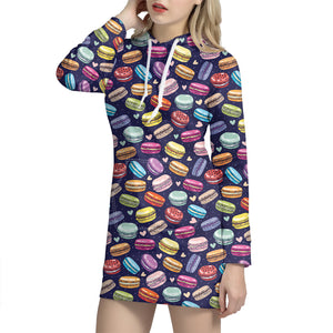 Cartoon Macaron Pattern Print Hoodie Dress