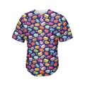Cartoon Macaron Pattern Print Men's Baseball Jersey