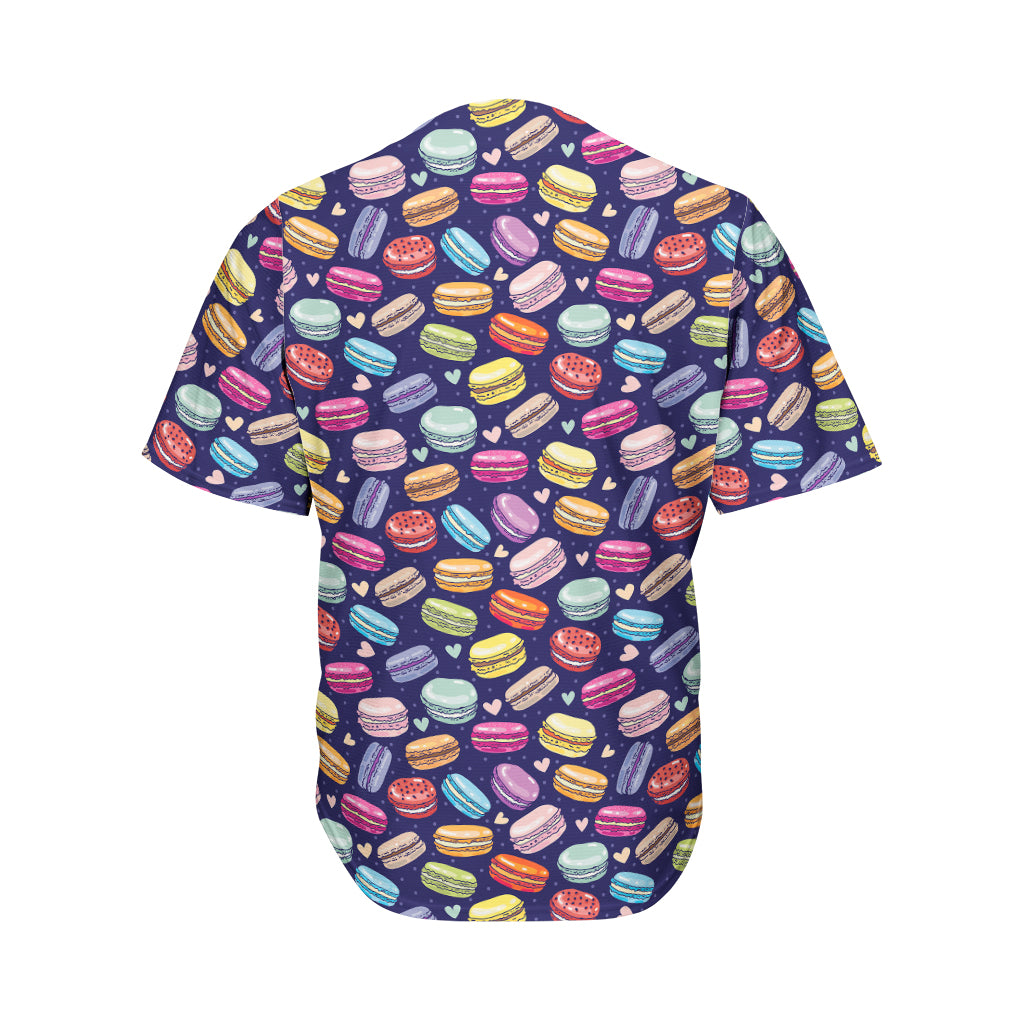 Cartoon Macaron Pattern Print Men's Baseball Jersey