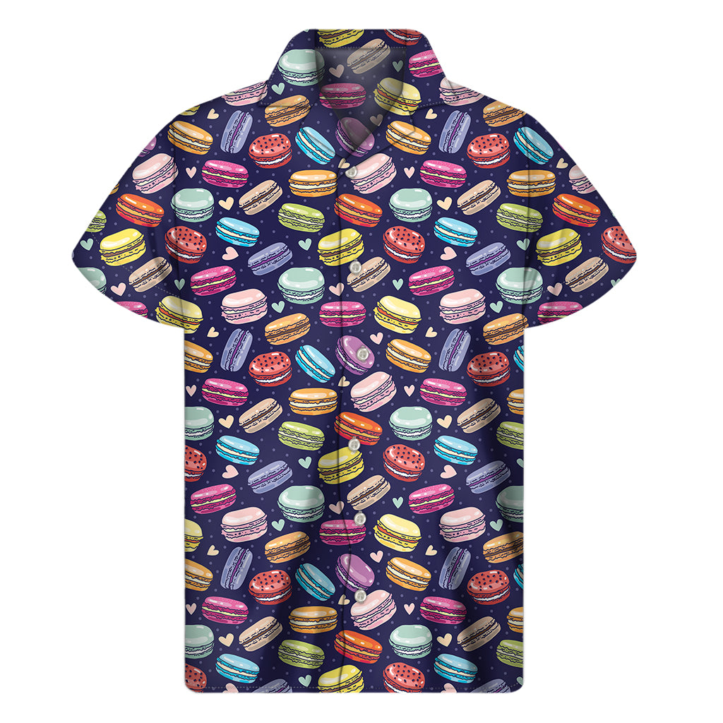 Cartoon Macaron Pattern Print Men's Short Sleeve Shirt