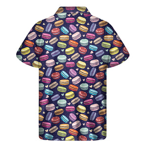 Cartoon Macaron Pattern Print Men's Short Sleeve Shirt