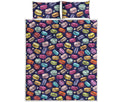 Cartoon Macaron Pattern Print Quilt Bed Set