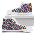Cartoon Macaron Pattern Print White High Top Sneakers