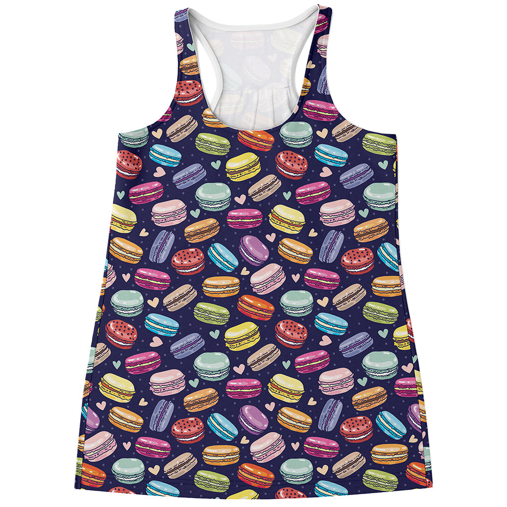 Cartoon Macaron Pattern Print Women's Racerback Tank Top