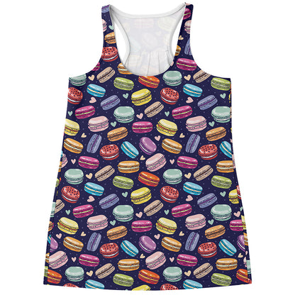 Cartoon Macaron Pattern Print Women's Racerback Tank Top