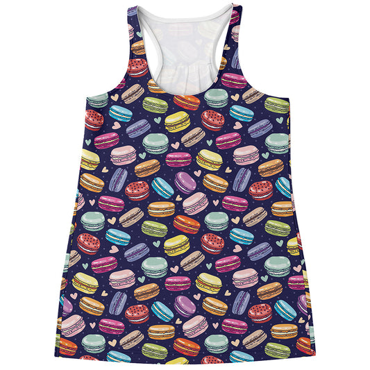 Cartoon Macaron Pattern Print Women's Racerback Tank Top