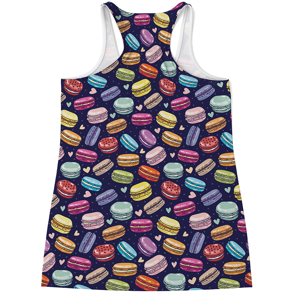 Cartoon Macaron Pattern Print Women's Racerback Tank Top