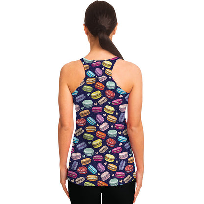Cartoon Macaron Pattern Print Women's Racerback Tank Top