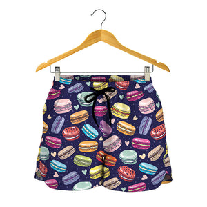 Cartoon Macaron Pattern Print Women's Shorts