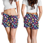 Cartoon Macaron Pattern Print Women's Shorts