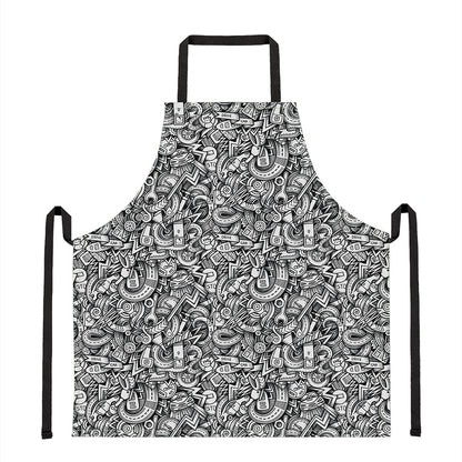 Cartoon Mechanic Pattern Print Apron