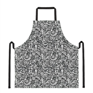 Cartoon Mechanic Pattern Print Apron