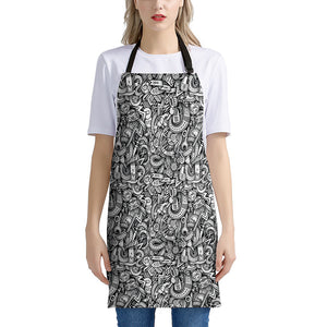 Cartoon Mechanic Pattern Print Apron