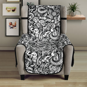 Cartoon Mechanic Pattern Print Armchair Protector