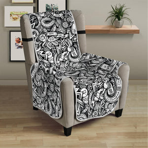 Cartoon Mechanic Pattern Print Armchair Protector