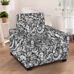 Cartoon Mechanic Pattern Print Armchair Slipcover