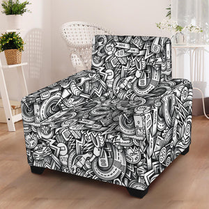 Cartoon Mechanic Pattern Print Armchair Slipcover