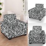 Cartoon Mechanic Pattern Print Armchair Slipcover