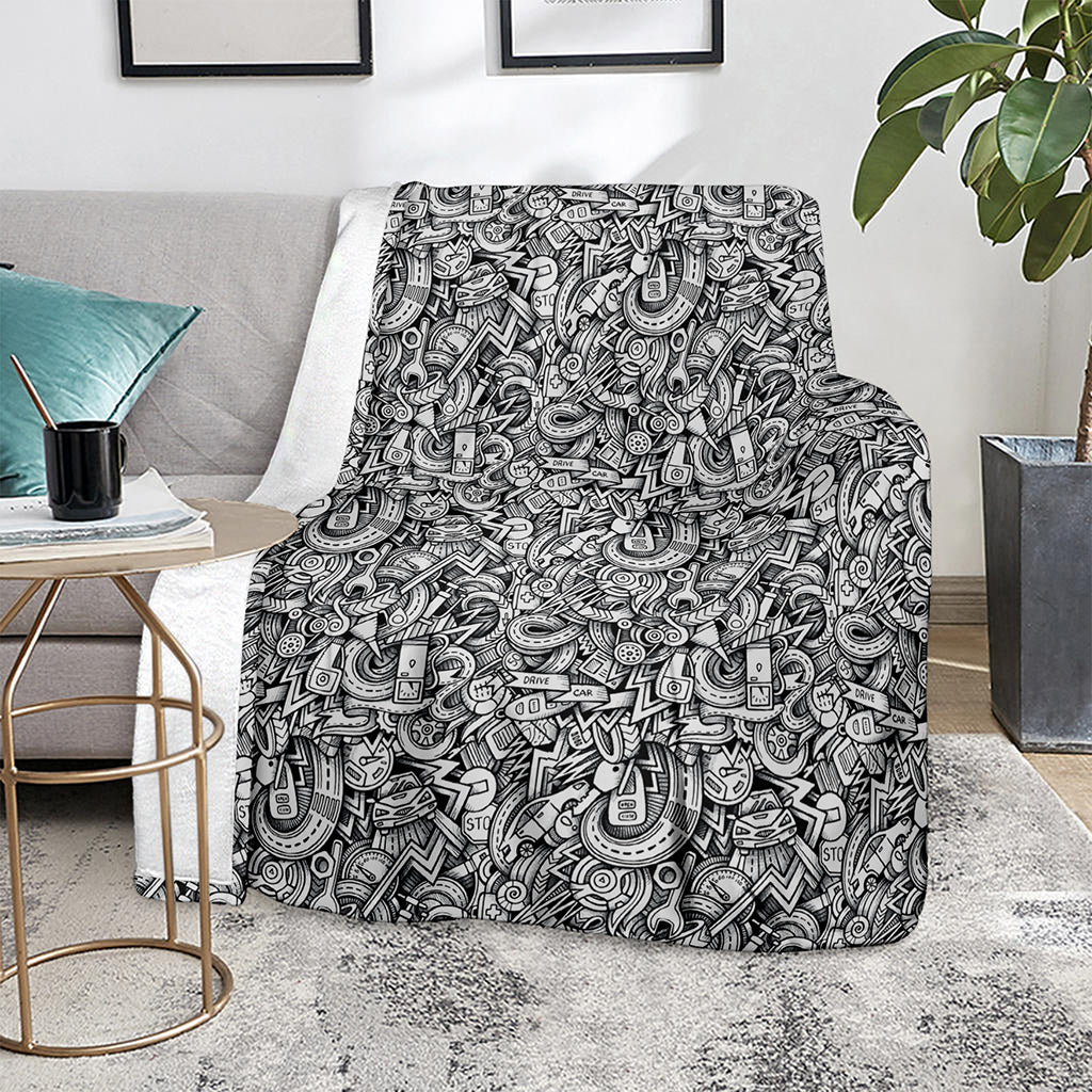 Cartoon Mechanic Pattern Print Blanket