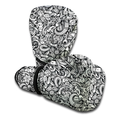Cartoon Mechanic Pattern Print Boxing Gloves