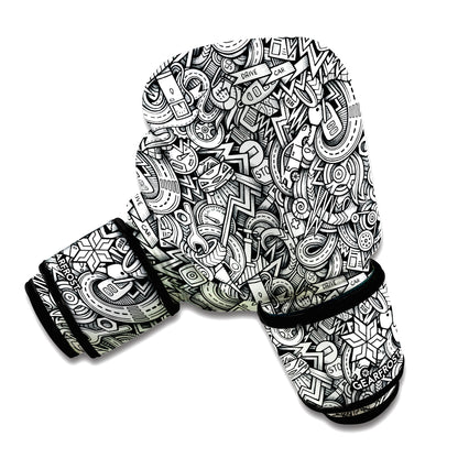 Cartoon Mechanic Pattern Print Boxing Gloves