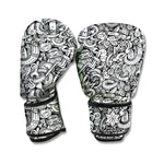Cartoon Mechanic Pattern Print Boxing Gloves