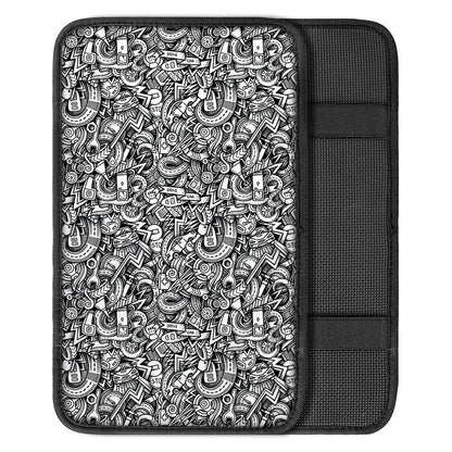 Cartoon Mechanic Pattern Print Car Center Console Cover