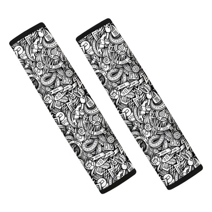 Cartoon Mechanic Pattern Print Car Seat Belt Covers