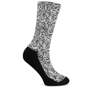 Cartoon Mechanic Pattern Print Crew Socks