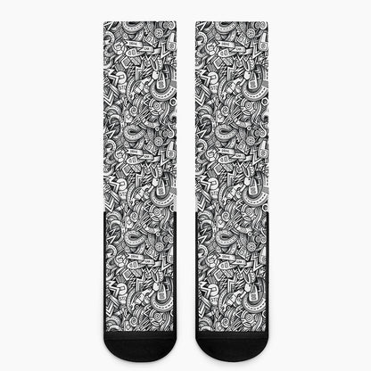 Cartoon Mechanic Pattern Print Crew Socks