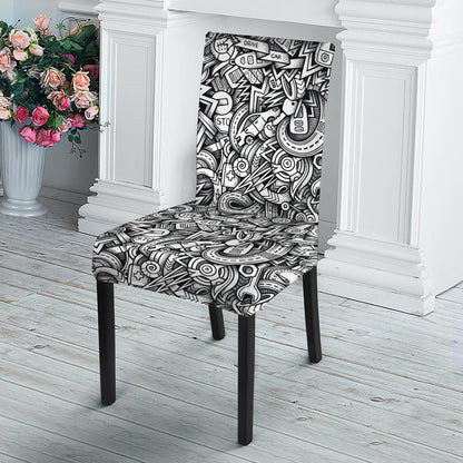 Cartoon Mechanic Pattern Print Dining Chair Slipcover