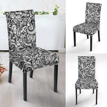 Cartoon Mechanic Pattern Print Dining Chair Slipcover