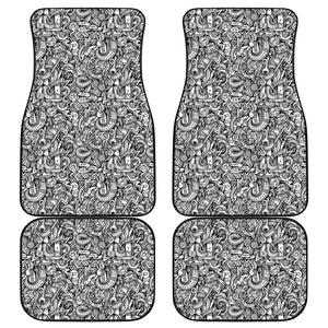 Cartoon Mechanic Pattern Print Front and Back Car Floor Mats