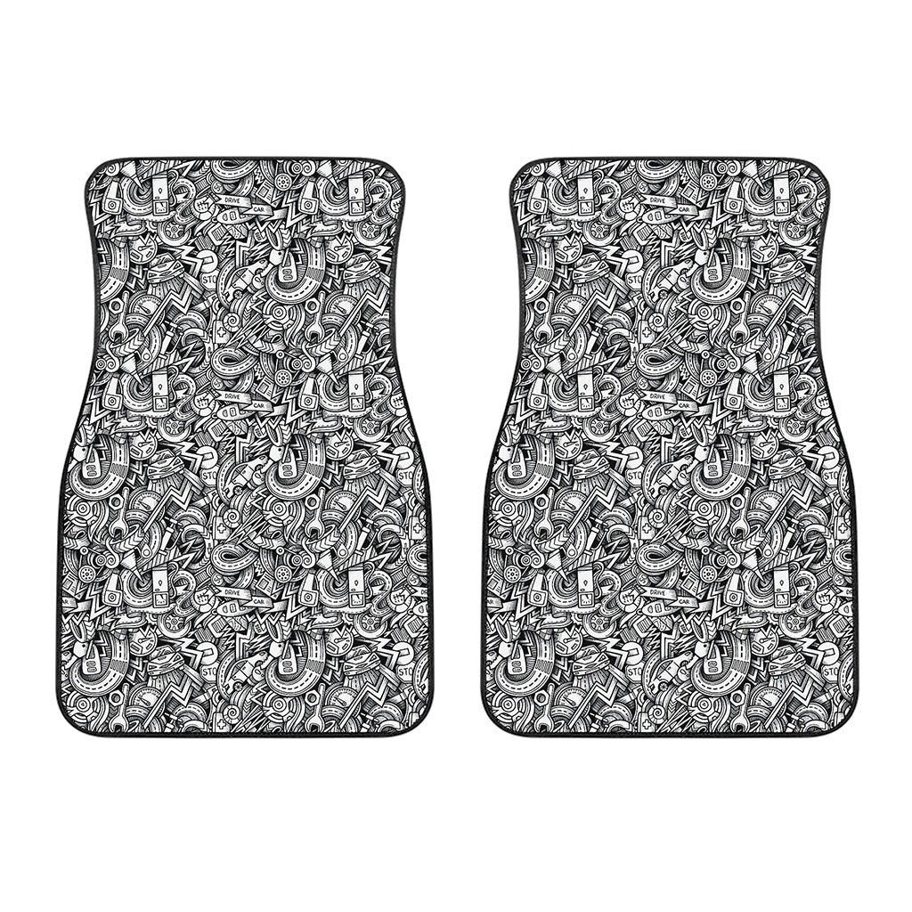 Cartoon Mechanic Pattern Print Front Car Floor Mats