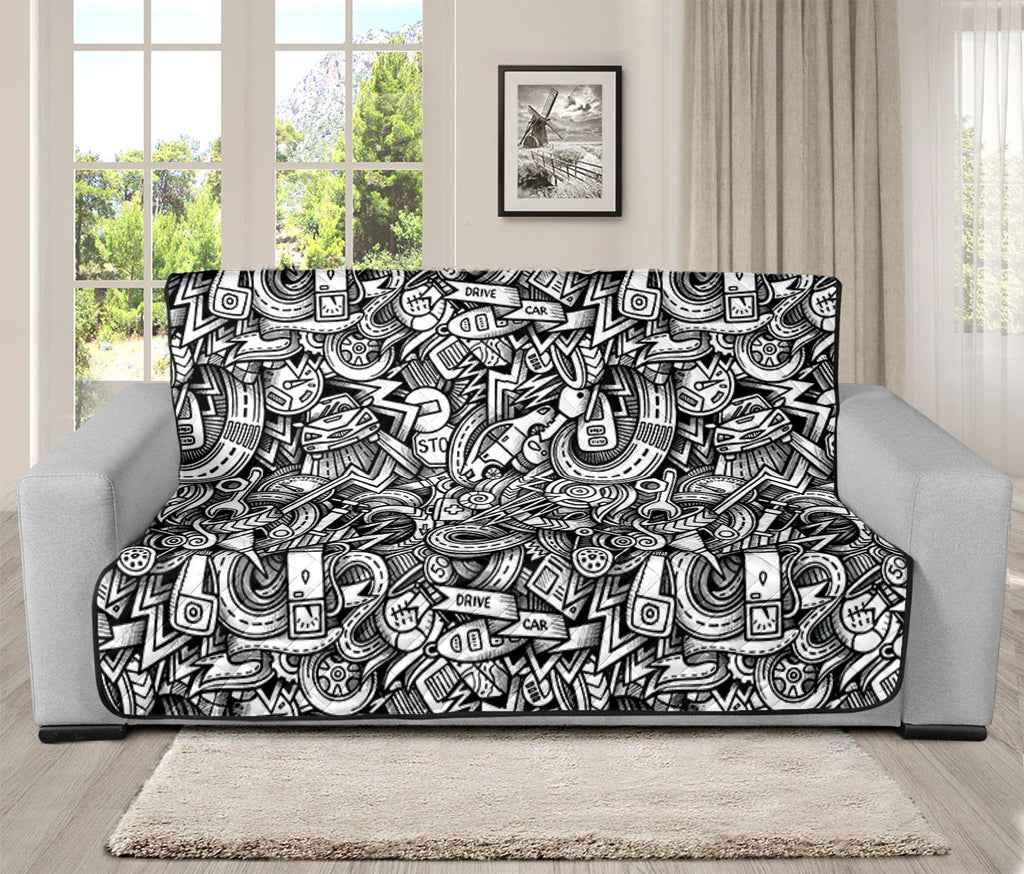 Cartoon Mechanic Pattern Print Futon Protector