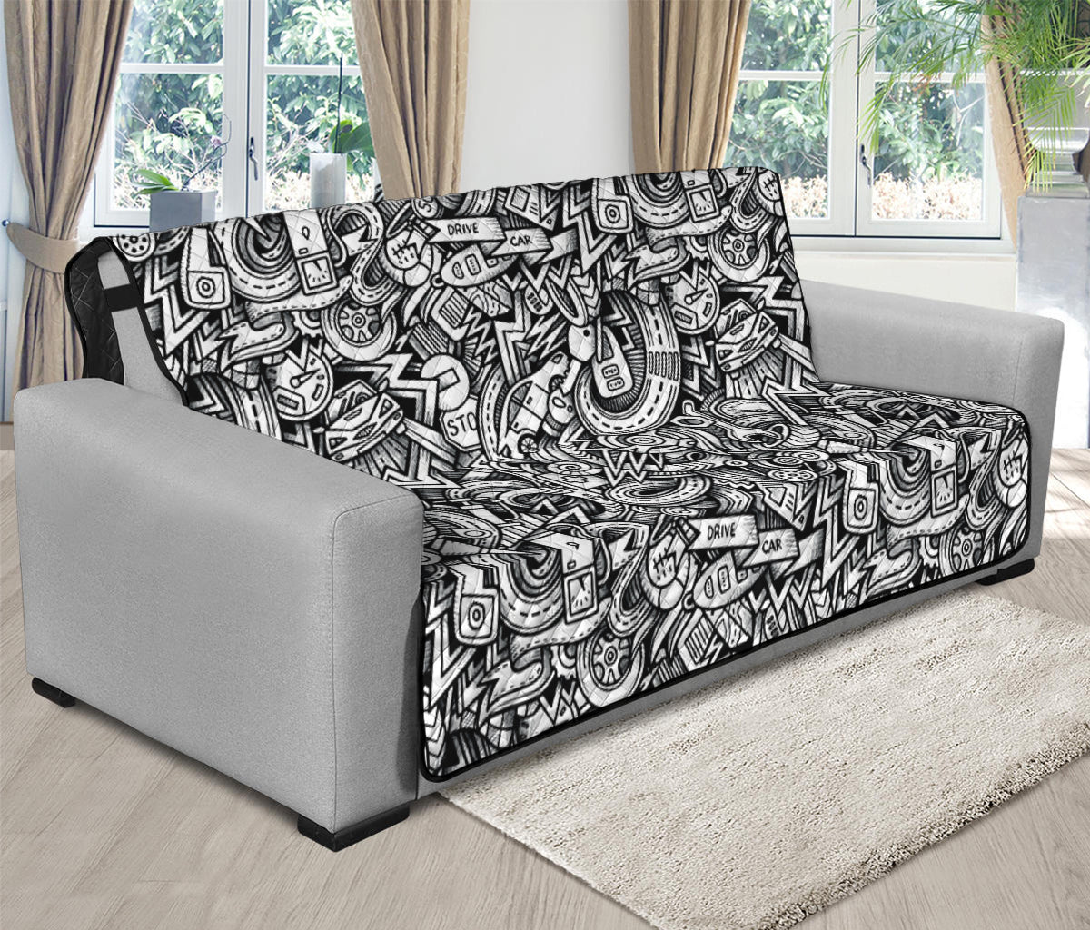 Cartoon Mechanic Pattern Print Futon Protector