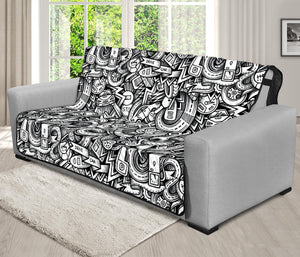 Cartoon Mechanic Pattern Print Futon Protector