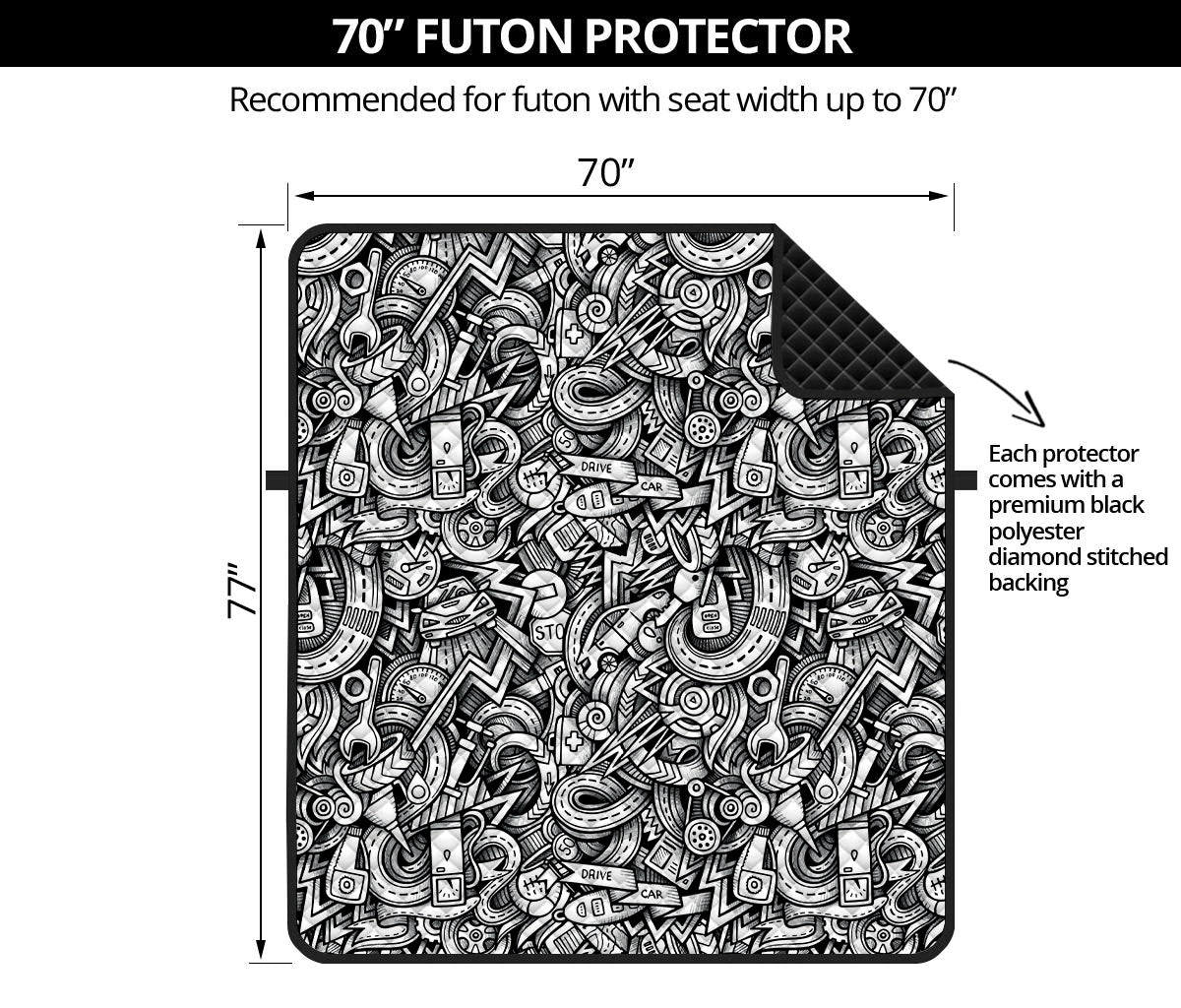 Cartoon Mechanic Pattern Print Futon Protector