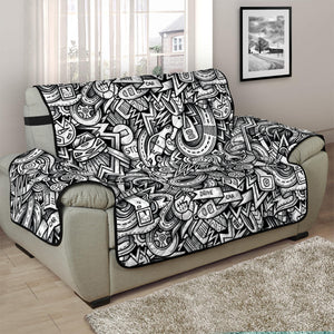 Cartoon Mechanic Pattern Print Half Sofa Protector