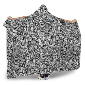 Cartoon Mechanic Pattern Print Hooded Blanket