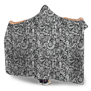 Cartoon Mechanic Pattern Print Hooded Blanket