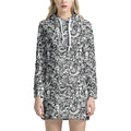 Cartoon Mechanic Pattern Print Pullover Hoodie Dress