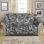 Cartoon Mechanic Pattern Print Loveseat Protector