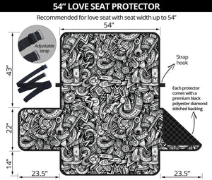 Cartoon Mechanic Pattern Print Loveseat Protector