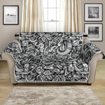 Cartoon Mechanic Pattern Print Loveseat Protector