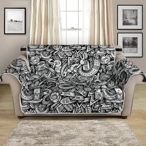 Cartoon Mechanic Pattern Print Loveseat Protector