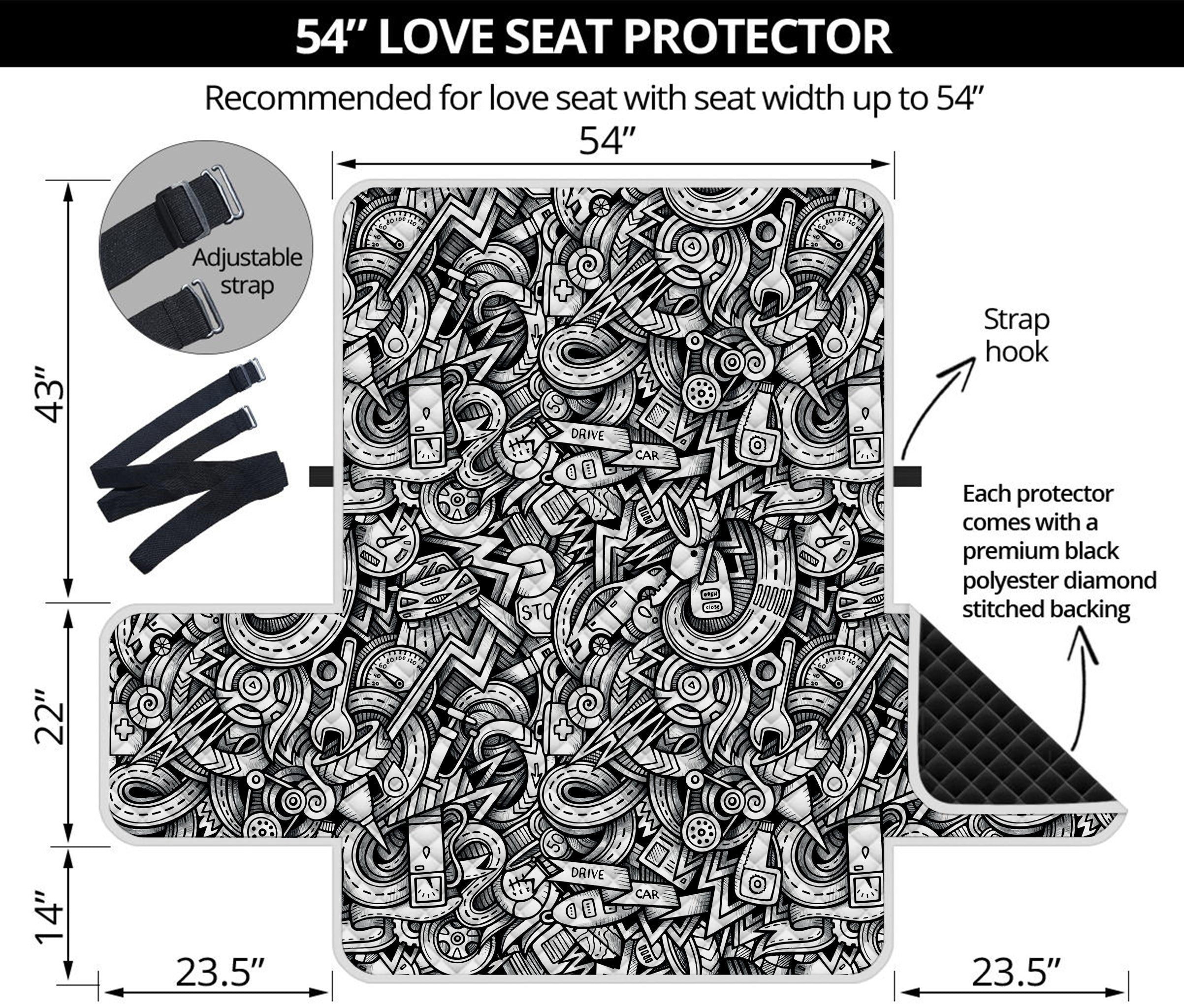 Cartoon Mechanic Pattern Print Loveseat Protector