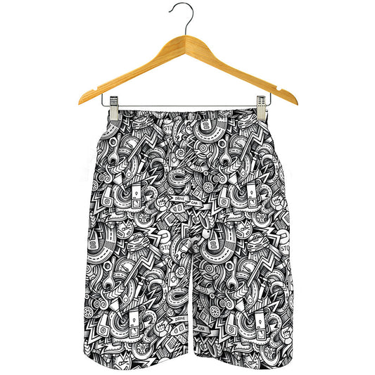 Cartoon Mechanic Pattern Print Men's Shorts